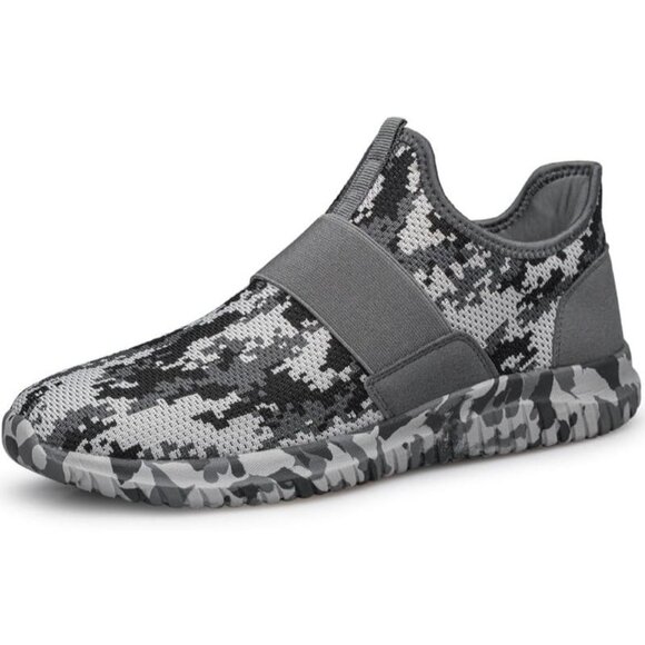 Mens Camo Grey Running Shoes Breathable Lightweight Comfortable Non Slip Sneaker - Picture 1 of 6